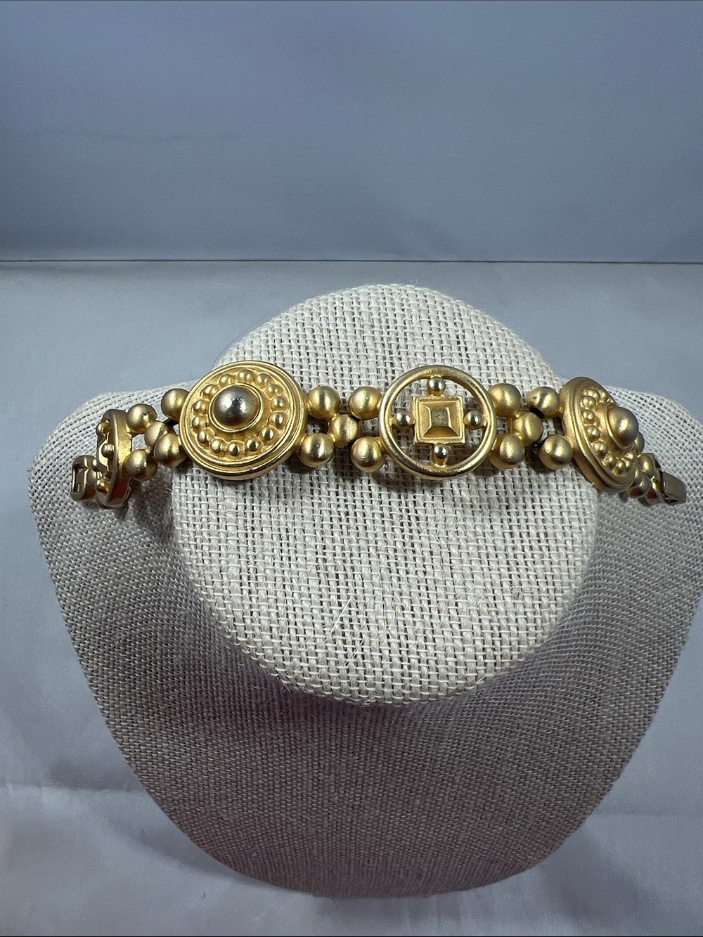 Givenchy Gold Decorative Disc Bracelet size 7.5long Automatic vintage